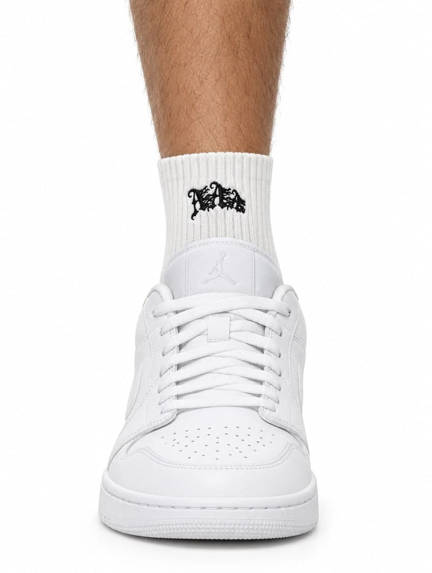 Triple “A” Front Socks White