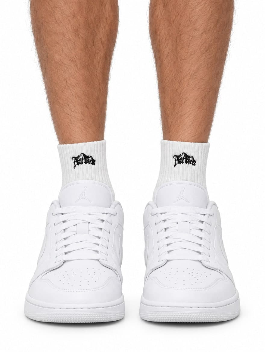 Triple “A” Front Socks White