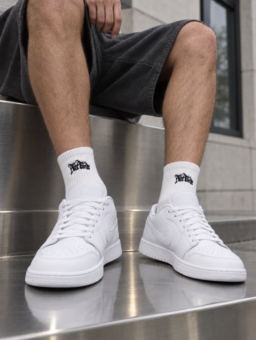 Triple “A” Front Socks White