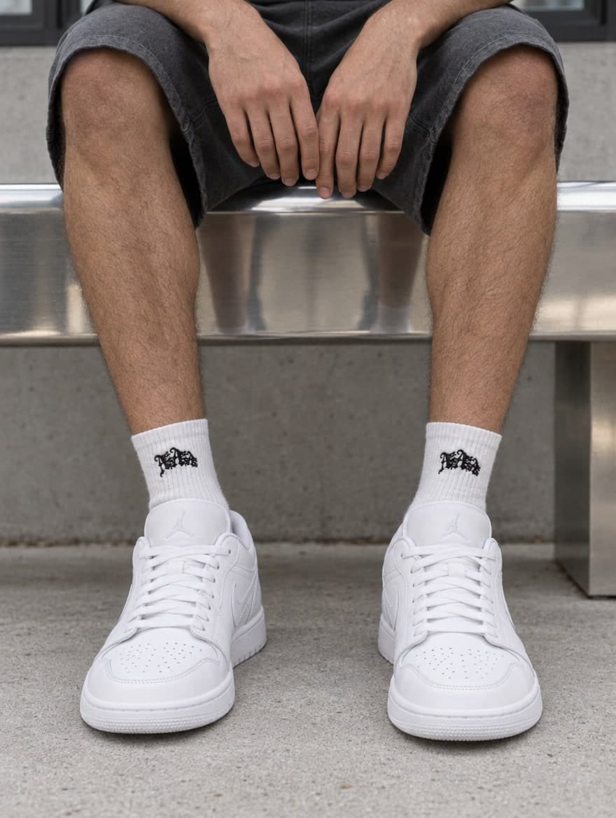 Triple “A” Front Socks White